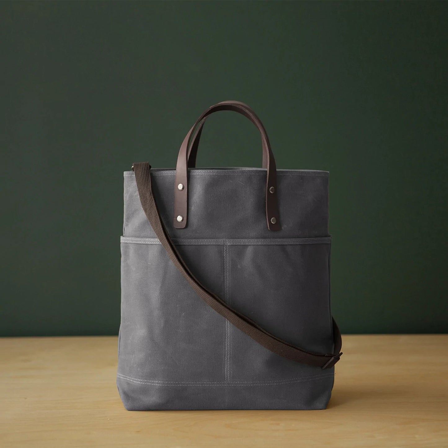 2 Way Tote Waxed Canvas Grey